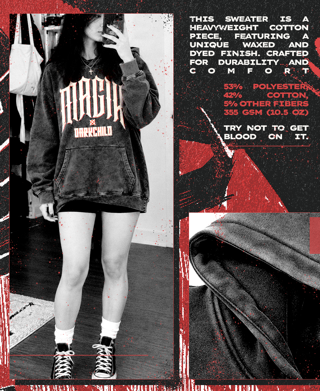 Magik & Darkchild Oversized Snow Washed Hoodie